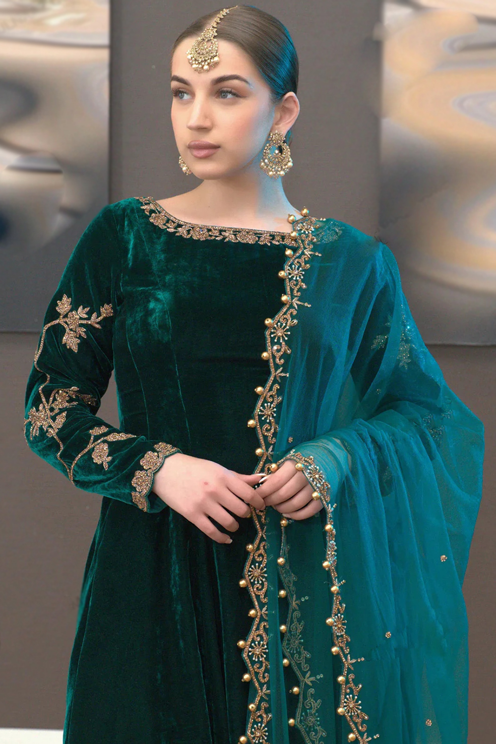 teal-green-velvet-embroidered-frock-style-trouser-suit-lstv132527-2